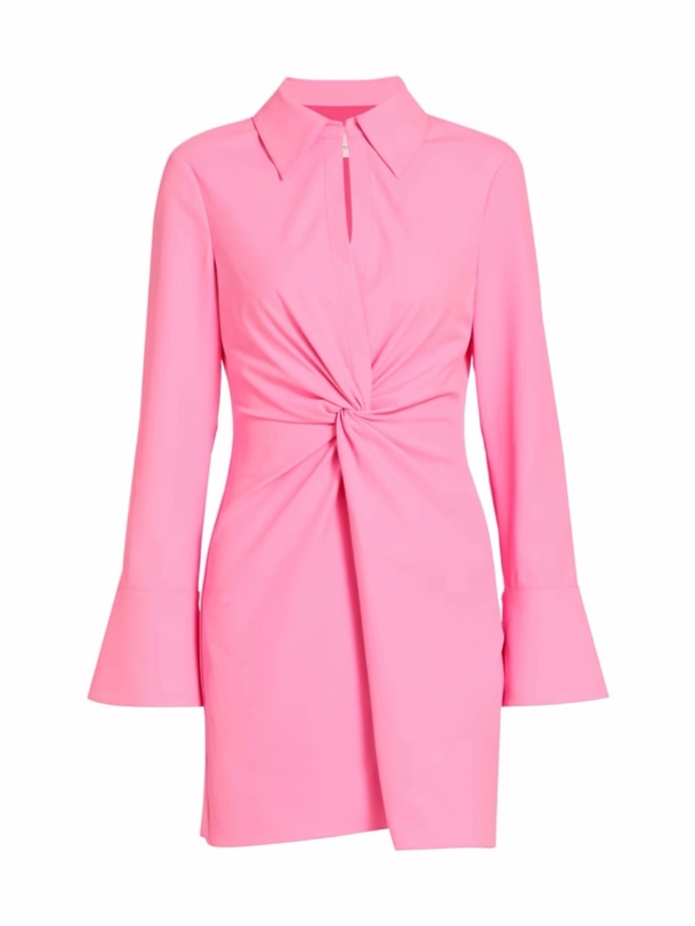 Cinq-a-Sept Mckeena Dress Pink Twist-Front Long-Sleeve